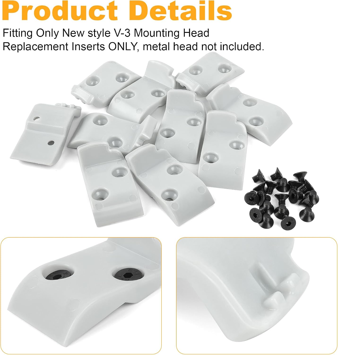 10x Replacement Grey Inserts for Corghi, Hunter, TCX, Tire Changer Machines, Fitting Only V-3 Mounting Head