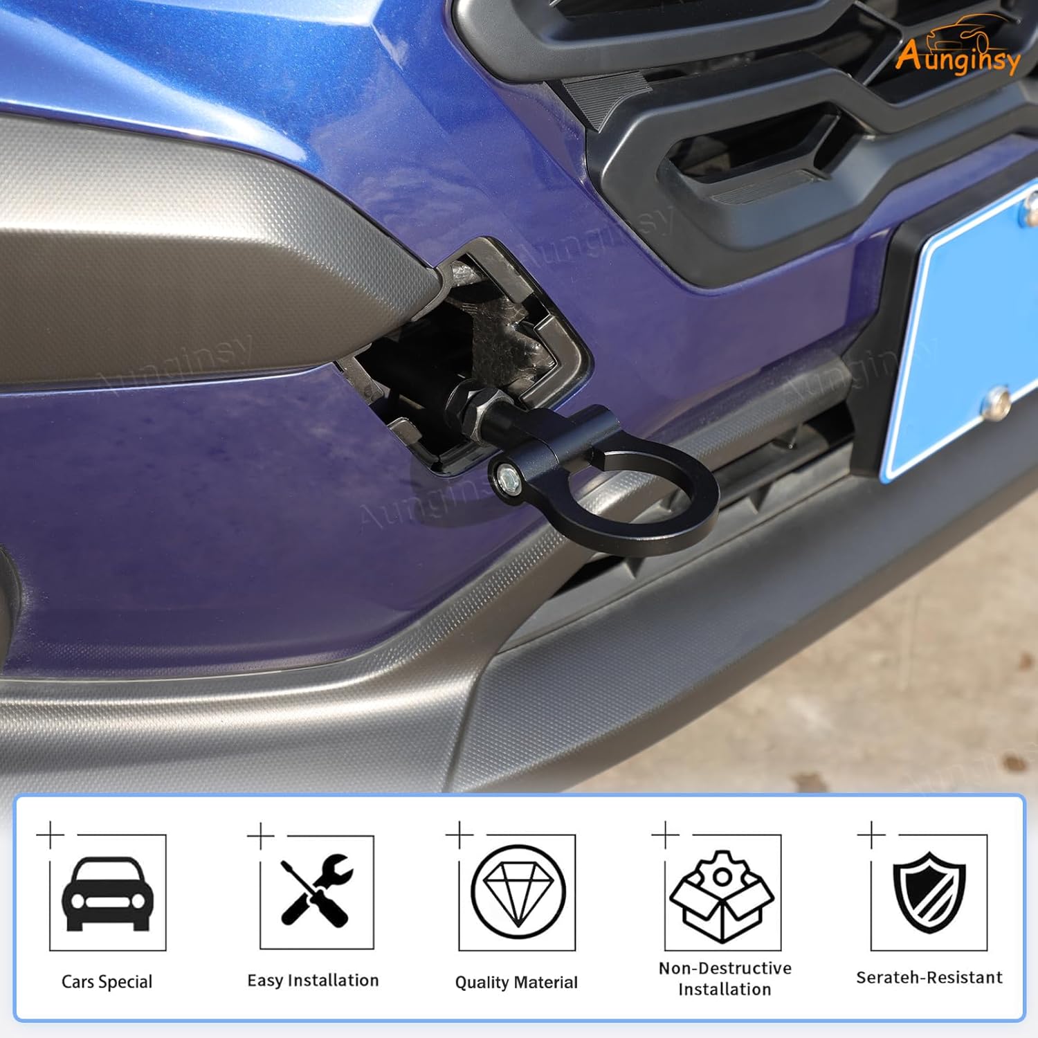 Aunginsy Car Front Bumper Tow Hook Compatible with Subaru Crosstrek 2024 2025 & Subaru WRX 2022-2025 Aluminum Front Bumper Trailer Ring Eye Towing Tow Hook Screw Trailer Hitch Kit Exterior Accessories