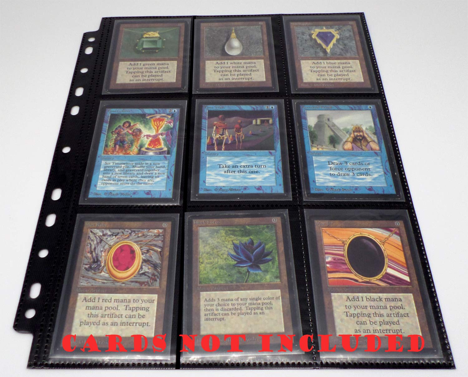 docsmagic.de 50 18-Pocket Pages Black - Sideloading - MTG PKM YGO - 11-Hole - Feuilles Noir