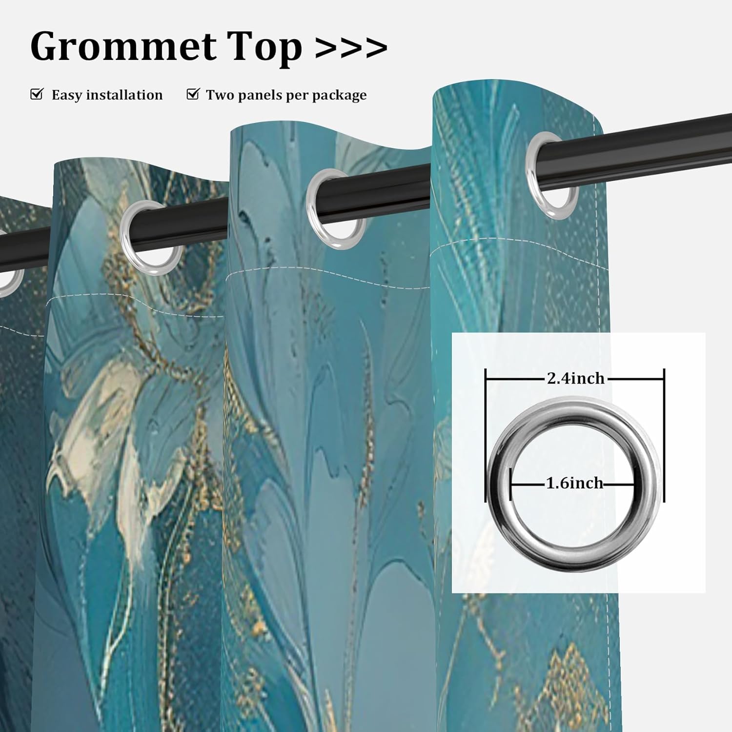 AWERT Blue Marble Blackout Curtains 84 Inches Long 2 Panels Abstract Fluid Striped Art Asia Chinese Window Treatments Thermal Insulating Light Blocking for Bedroom Living Room Each Size 53x84 Inches