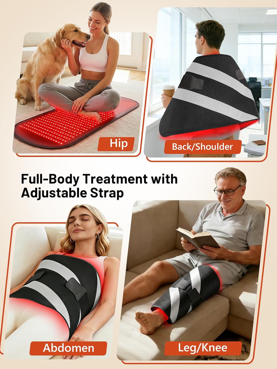 35.4" x 17" Red Light Therapy Mat for Body, 500 LEDs Near Infrared Light Therapy Pad with 90Min Timer, 660nm & 850nm Home Red Light Therapy Blanket for Whole Body Relief, Mood Boost & Sleep Promotion - Image 5