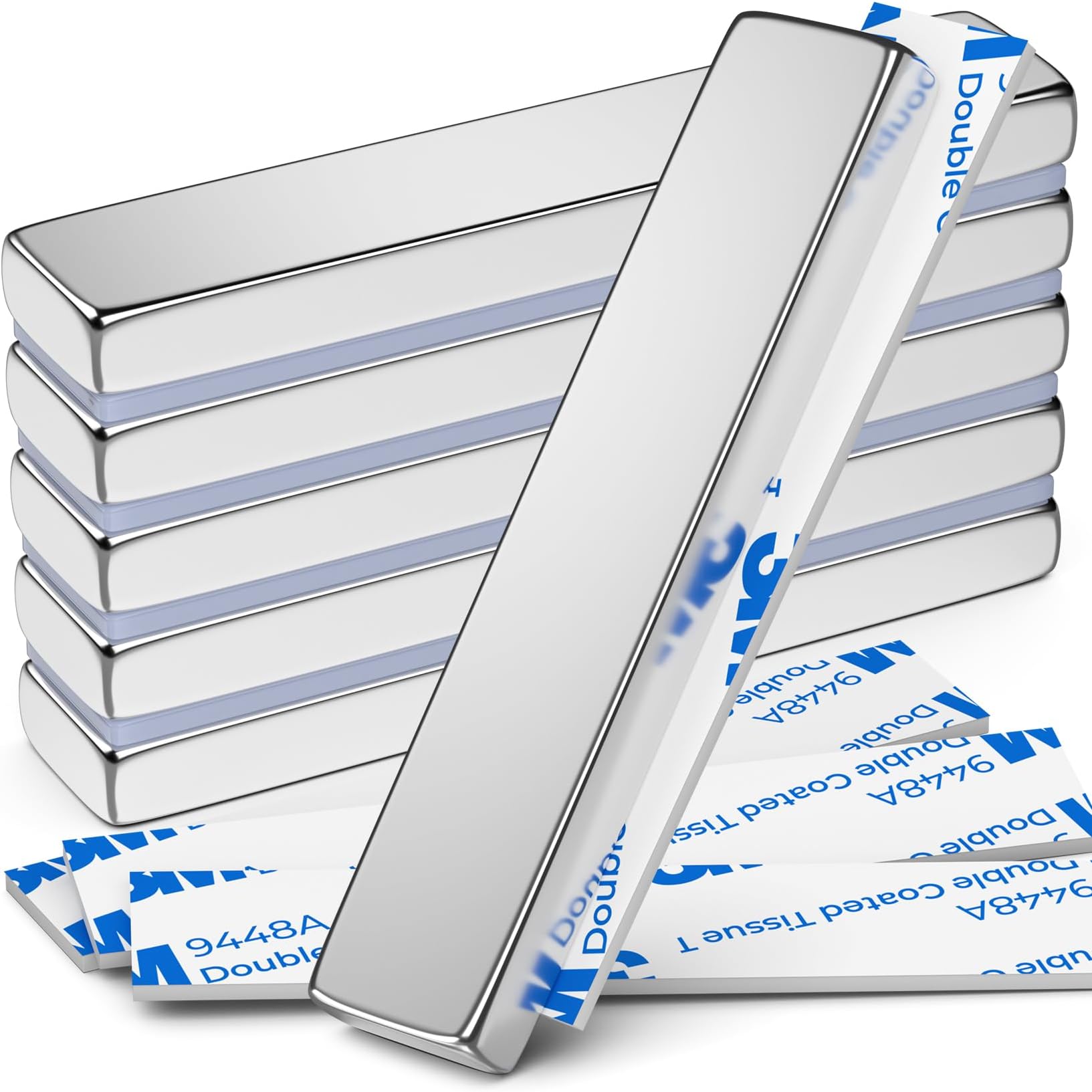 FINDMAG - Neodymium Rectangular Magnets with Countersunk Hole with Mounting Screws 60 x 13.5 x 5 mm Pack of 10