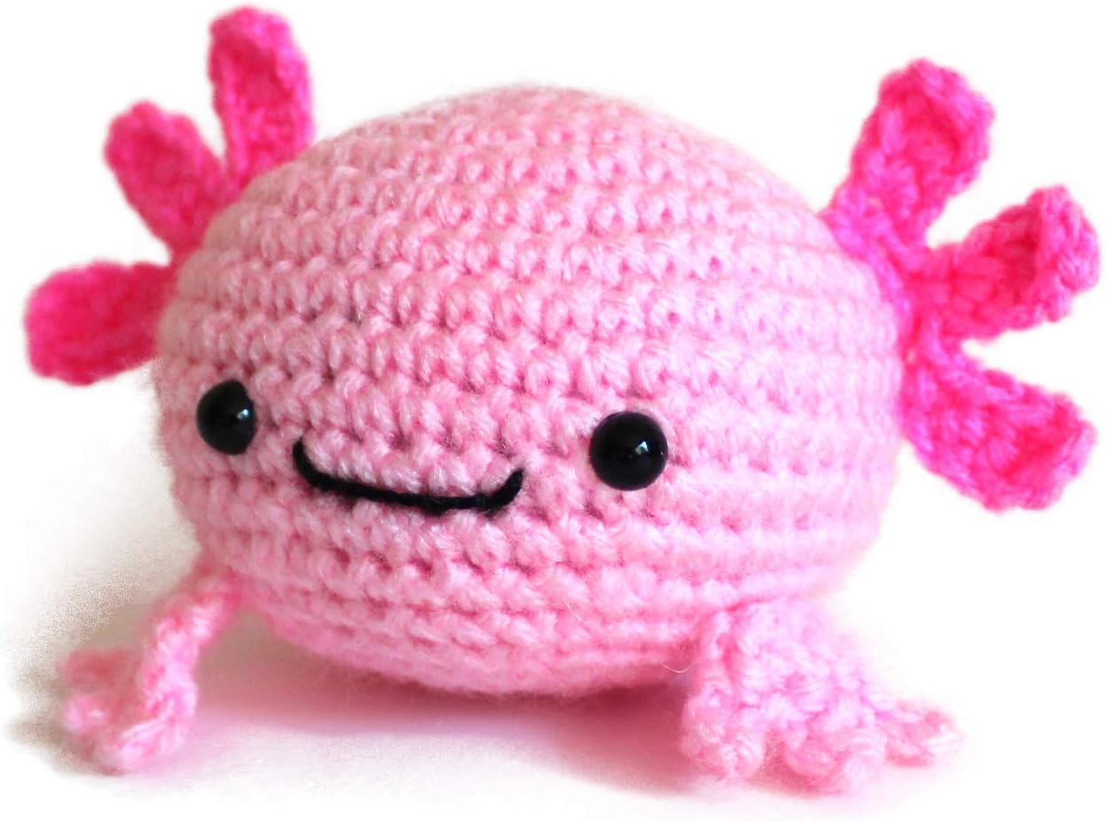 Handmade Crochet Amigurumi Axolotl Stress Ball by Geekirumi! | Squeeze Toy Figurine for Anxiety Relief, Fidget Therapy, Office Desk Decor, and Calming Gifts, Emotional Support Plushie