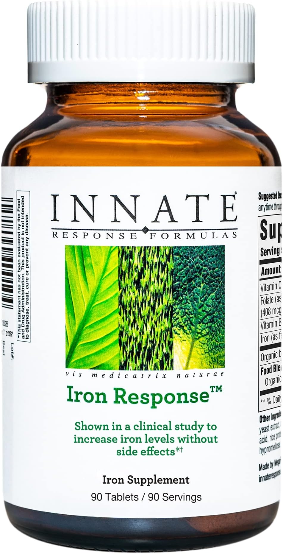 INNATE Response Formulas Iron Response - Daily Iron Supplement - Clinically Shown To Increase Iron Levels - Vegan, Non-GMO, and Kosher - Made Without 9 Food Allergens - 90 tablets (90 servings)