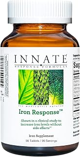 INNATE Response Formulas Iron Response - Daily Iron Supplement - Clinically Shown To Increase Iron Levels - Vegan, Non-GMO, and Kosher - Made Without 9 Food Allergens - 90 tablets (90 servings)