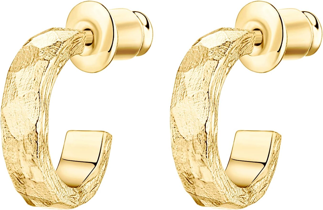 PAVOI 14K Gold Plated Thin Square Edge Open Hoop Earrings for Women | Trendy Lightweight Open Hoops - Image 3