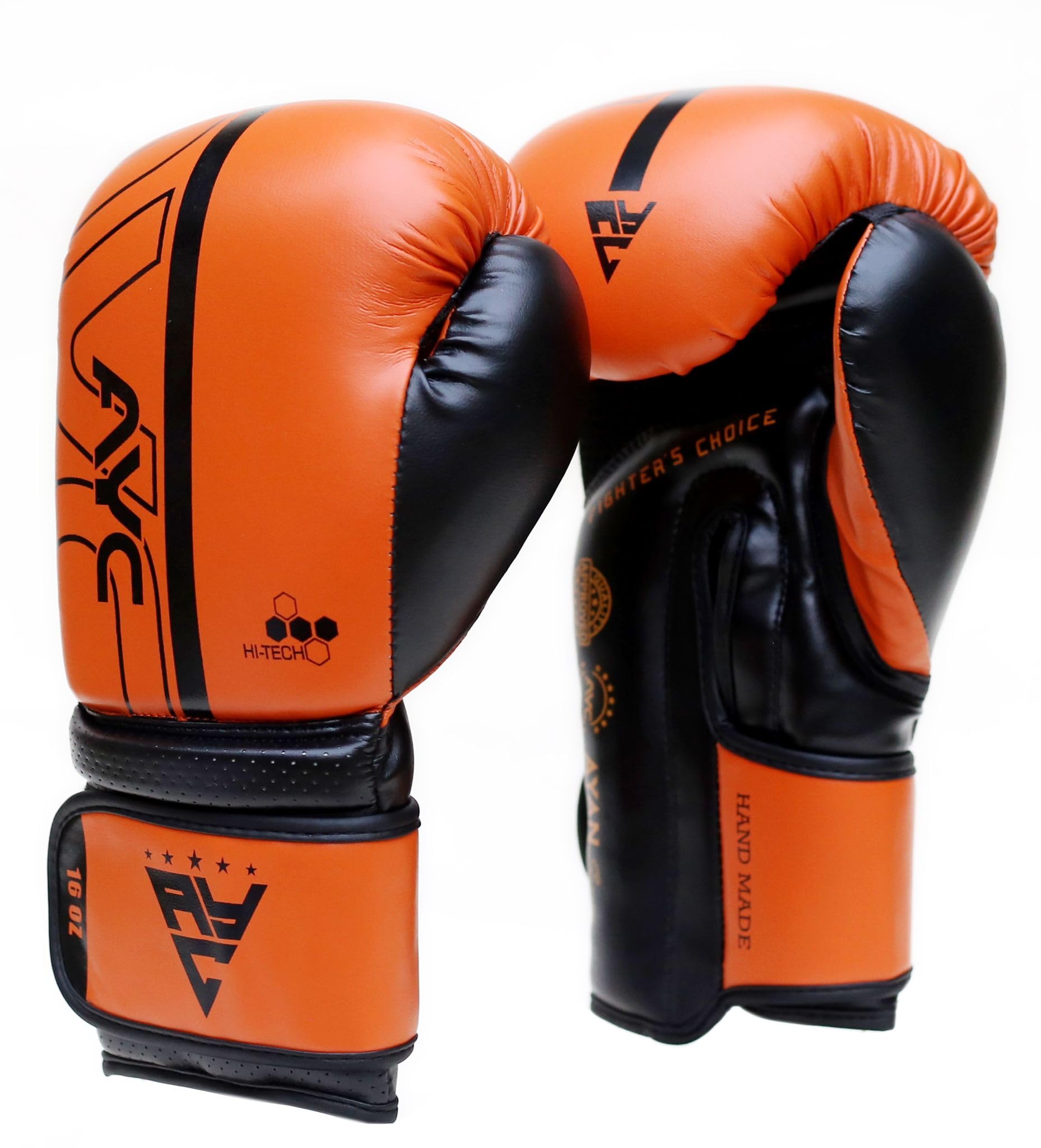Boxing Gloves That NEVER EXPIRE - Men Women – Sparring Training Punch Bag, Muay Thai, MMA & Kickboxing – Maya Hide Leather Heavy Bag Gloves with Wrist Support (10oz to 16oz(Orange Black, 16oz)