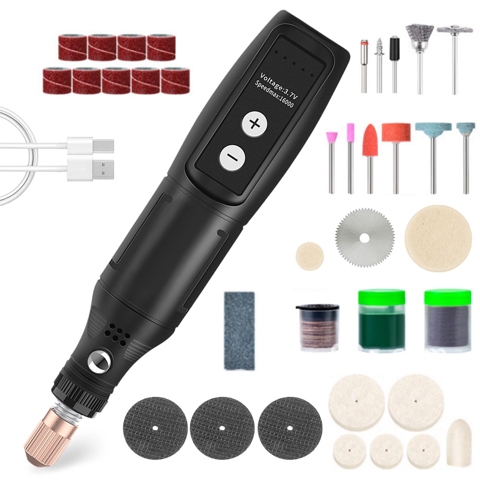 Mini Cordless Rotary Tool Set, 108 Accessories, 3.7V 5000-18000rpm, USB Rechargeable Rotary Tool Kit with LED Display, Mini Electric Grinder for Engraving
