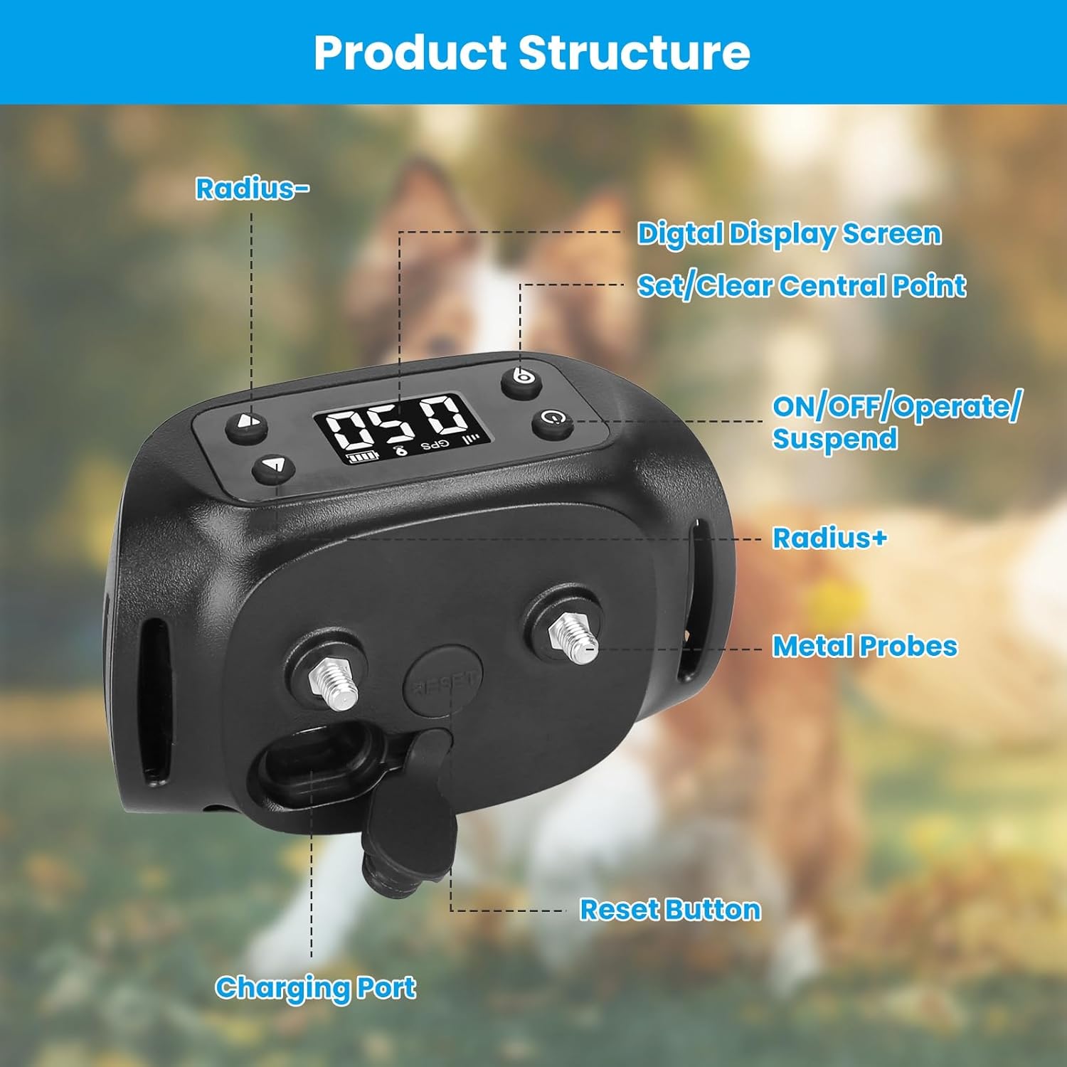 GPS Dog Fence,2 in 1 Dog Collar Fence System&GPS Tracker with 3 Training Mode 32-2887ft Radius for Small Medium Large Dogs