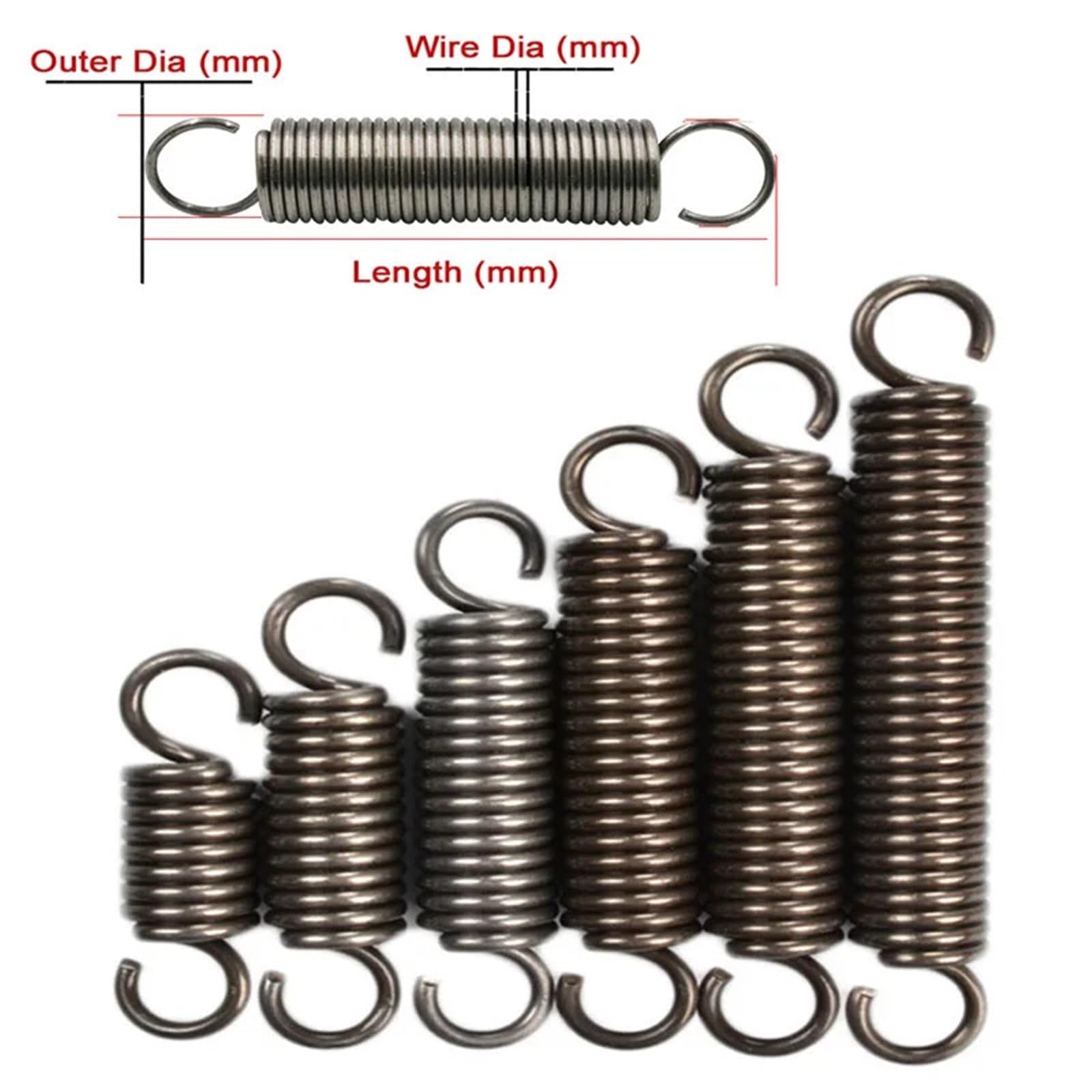 Extension Springs 5 Pcs Wire Dia 1.4mm Extension Tension Expansion Spring Extension Springs with Hook Ends for Home Repairs(80mm)