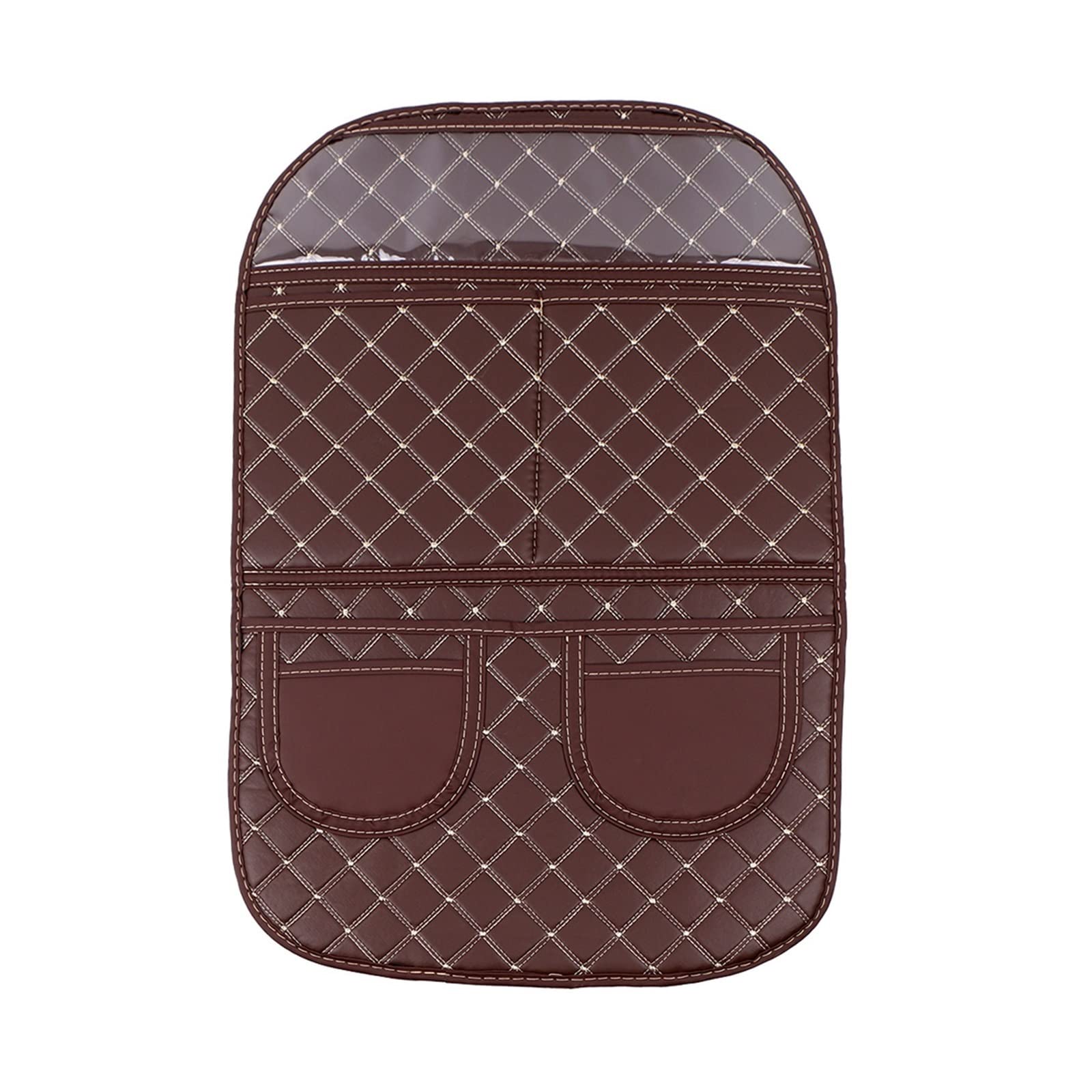 Sac de rangement de voiture en cuir PU de finition premium Long-Coffee