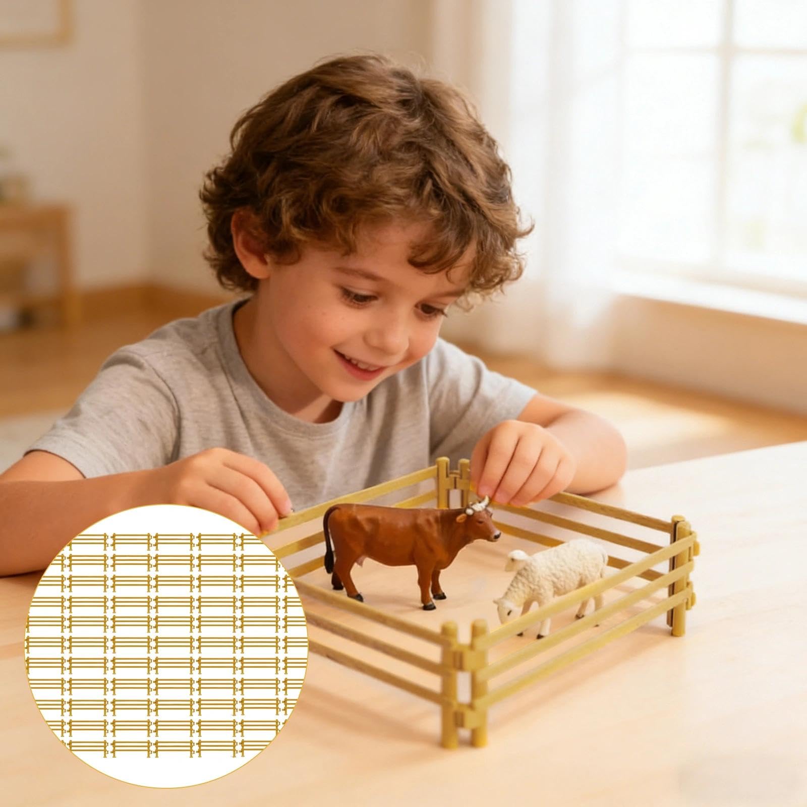 100 Piezas Vallas de Juguete para Animales Mini Valla de Plástico Accesorios Caballos Juguetes para Niños a Partir 3 Años, Actividades Padres e Hijos, Juego Mini Valla Bricolaje