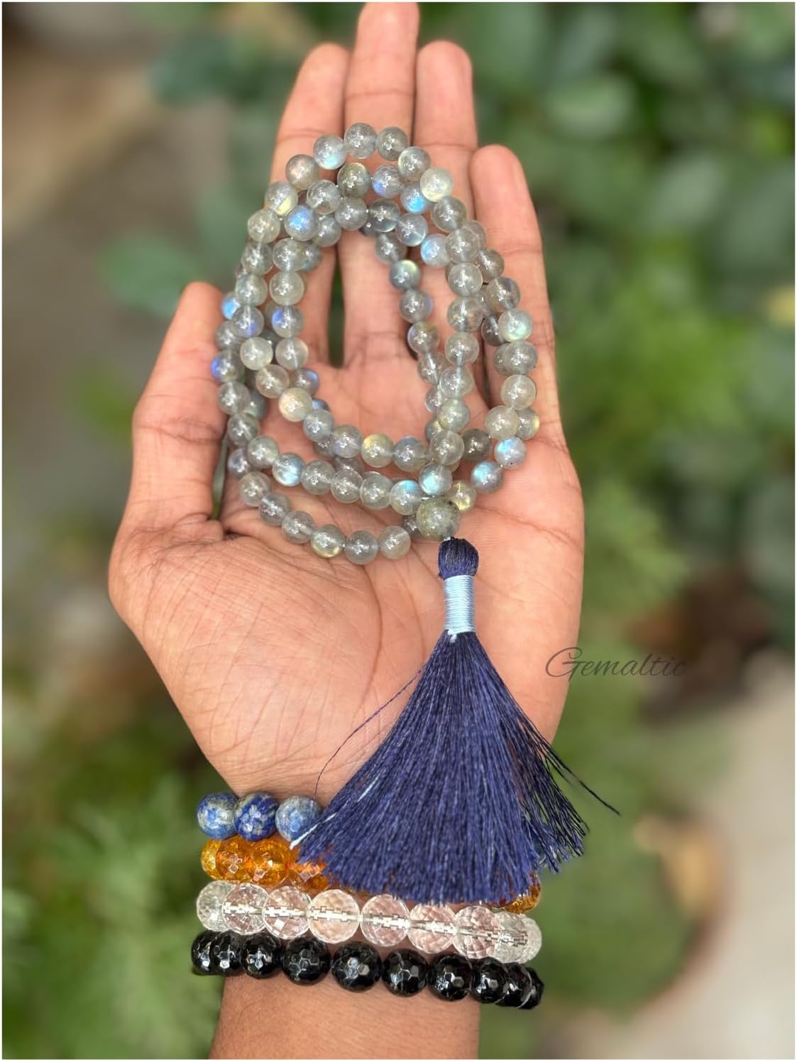 GEMALTIC- HEALING CRYSTALS 99 Beads Gemstone Tasbih – 8MM Natural Round Prayer Beads for Meditation, Namaz & Spiritual Healing – Islamic Tasbeeh for Men & Women