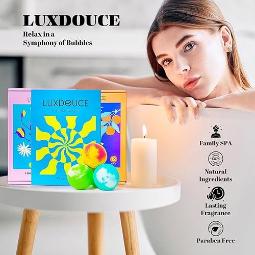 Miniatura 6 de Set de regalo de bombas de baño, paquete de 24 bombas de burbujas con 12 aromas únicos, colecciones de euforia floral y felicidad fructífera,