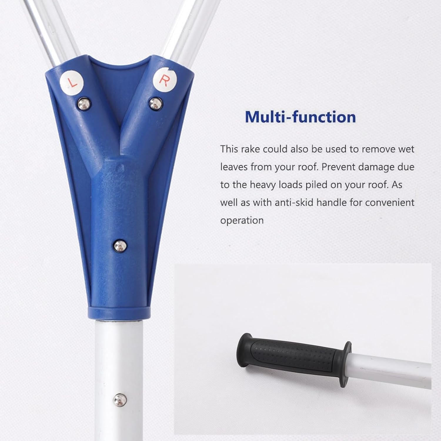 Snow Roof Rake, Snow Removal Tool with Wheels and Adjustable Extended Handle for Cedar Shake Roof, Metal, Tile Roof, Long or Low-Pitched Roofs, Safe and Labor-Saving