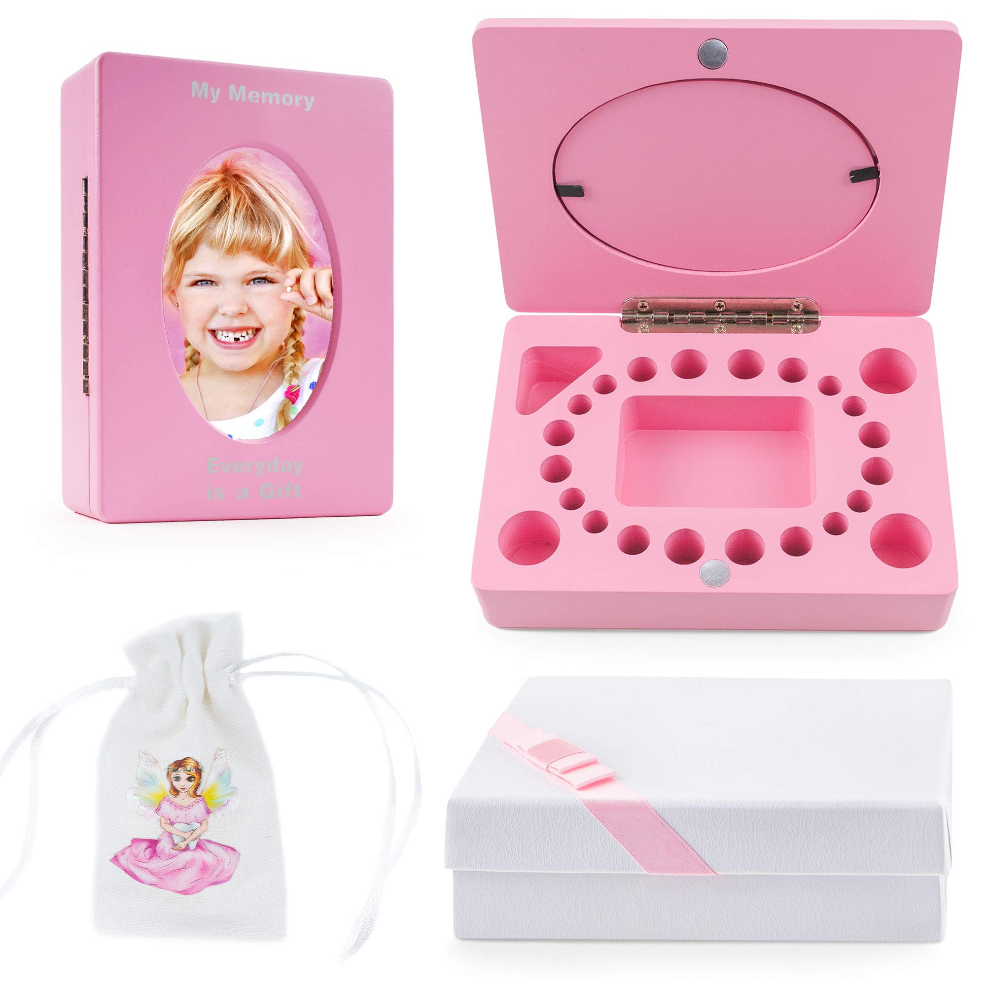 Buy Tooth Fairy Box Keepsake for Children Cute Teeth Holder with Frame Tooth Bag and Gift Box