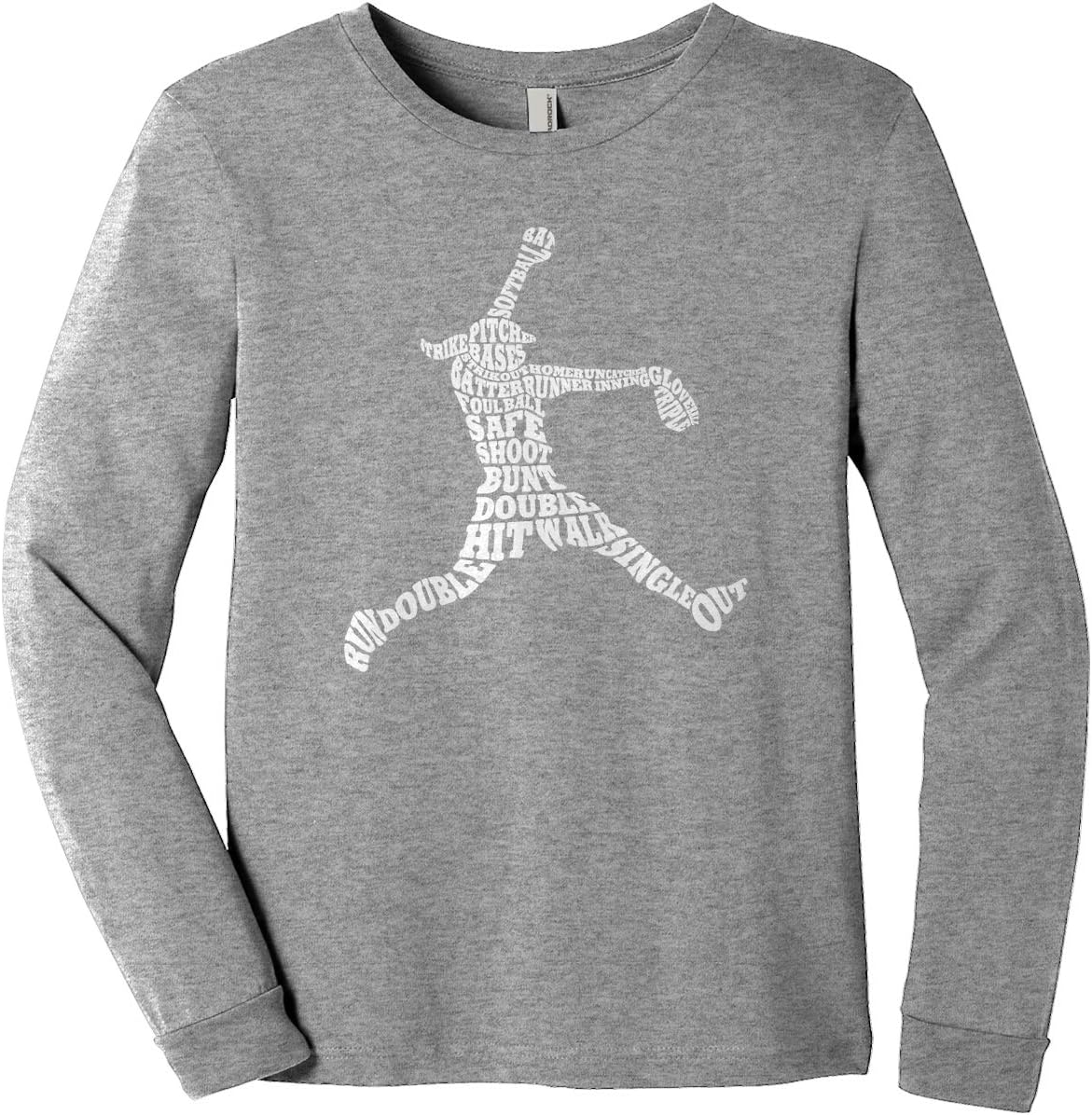 Threadrock Big Girls' Softball Player Typography Youth Long Sleeve T-Shirt