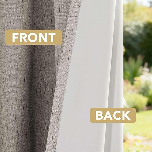 Miniatura 3 de H.VERSAILTEX - Cortina opaca 100 % de lino de 96 pulgadas de largo para dormitorio, con aislamiento térmico, lino texturizado, ahorro de energía,
