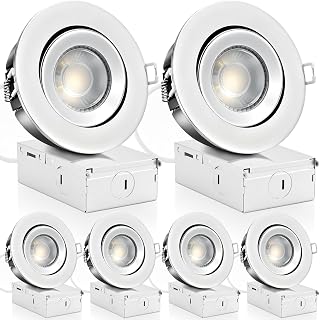 KnLnny Ware Chrome Led Recessed Lights 4 Inch 6 Pack,5 CCT,Dimmable
