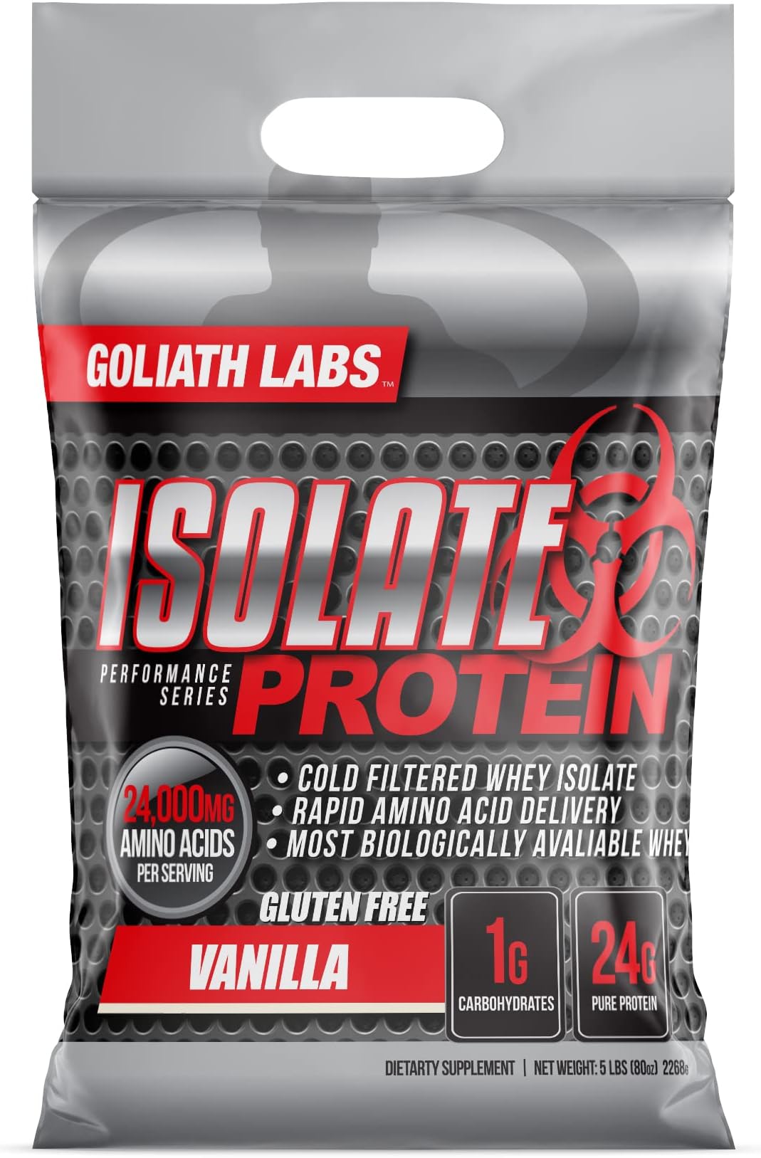 Goliath Labs Whey Protein Isolate [5 lbs/Pack of 1/Vanilla] –Pure Protein Powder, 100% Cold Filtered, 24,000mg Amino Acids/Serving, Muscle-Building Protein Mix (Packaging May Vary) – Sports Nutrition