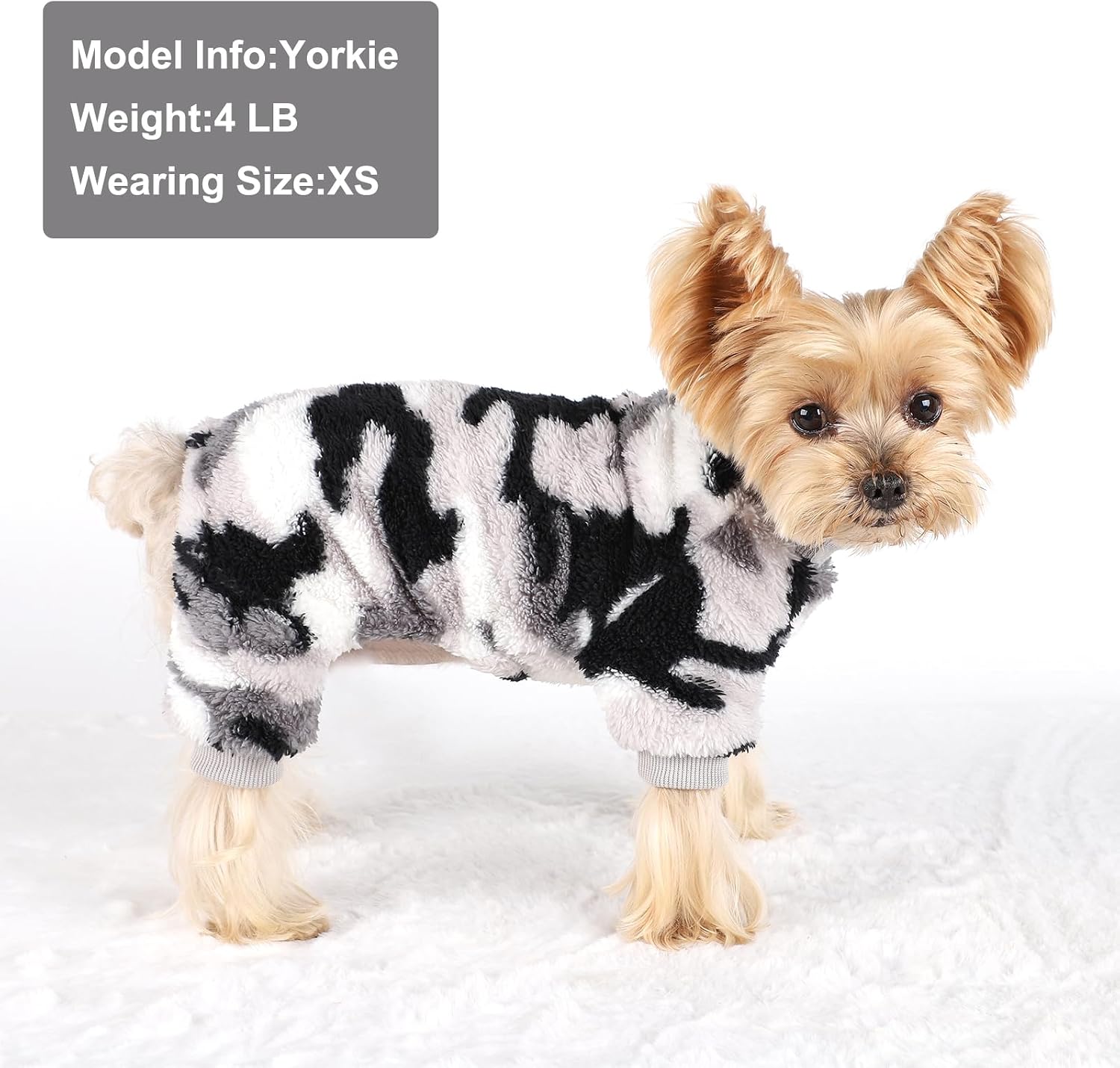 DaFuEn Dog Sweater, Dog Pajamas for Small Dogs, Winter Pet Onesies Pjs,Puppy 4 Legged Sweater Clothes for Chihuahua Yorkie Teacup Jumpsuit,Cute Pet Outfits Apparel (Small, Grey Camouflage)
