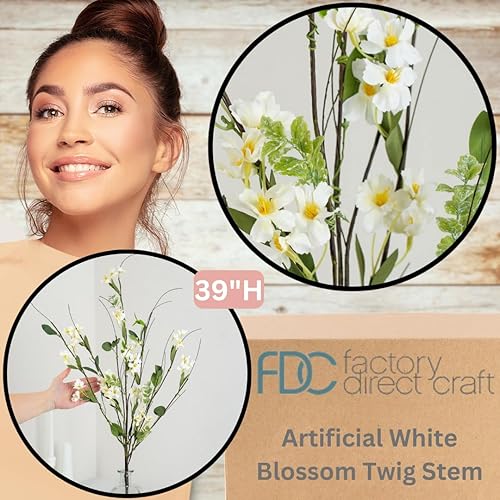 Miniatura 2 de Factory Direct Craft Tallo artificial de flores y bayas en crema, para arreglos de primavera y decoración de verano (39 pulgadas de alto)