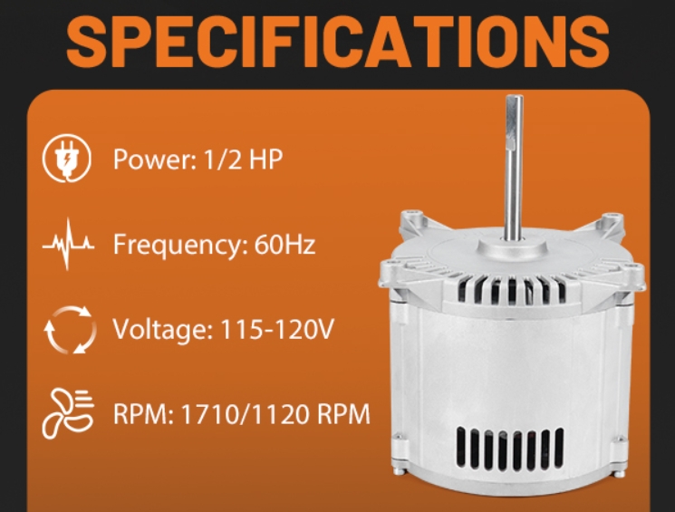 Image of New 1194780 Convection Oven Blower Motor 1 /2 HP Replacement for Southbend Range Power Convection Ovens 300 400 SLG GB GP P Series, Replaces 681485, SOU1194780 Blower Motor Parts 120V