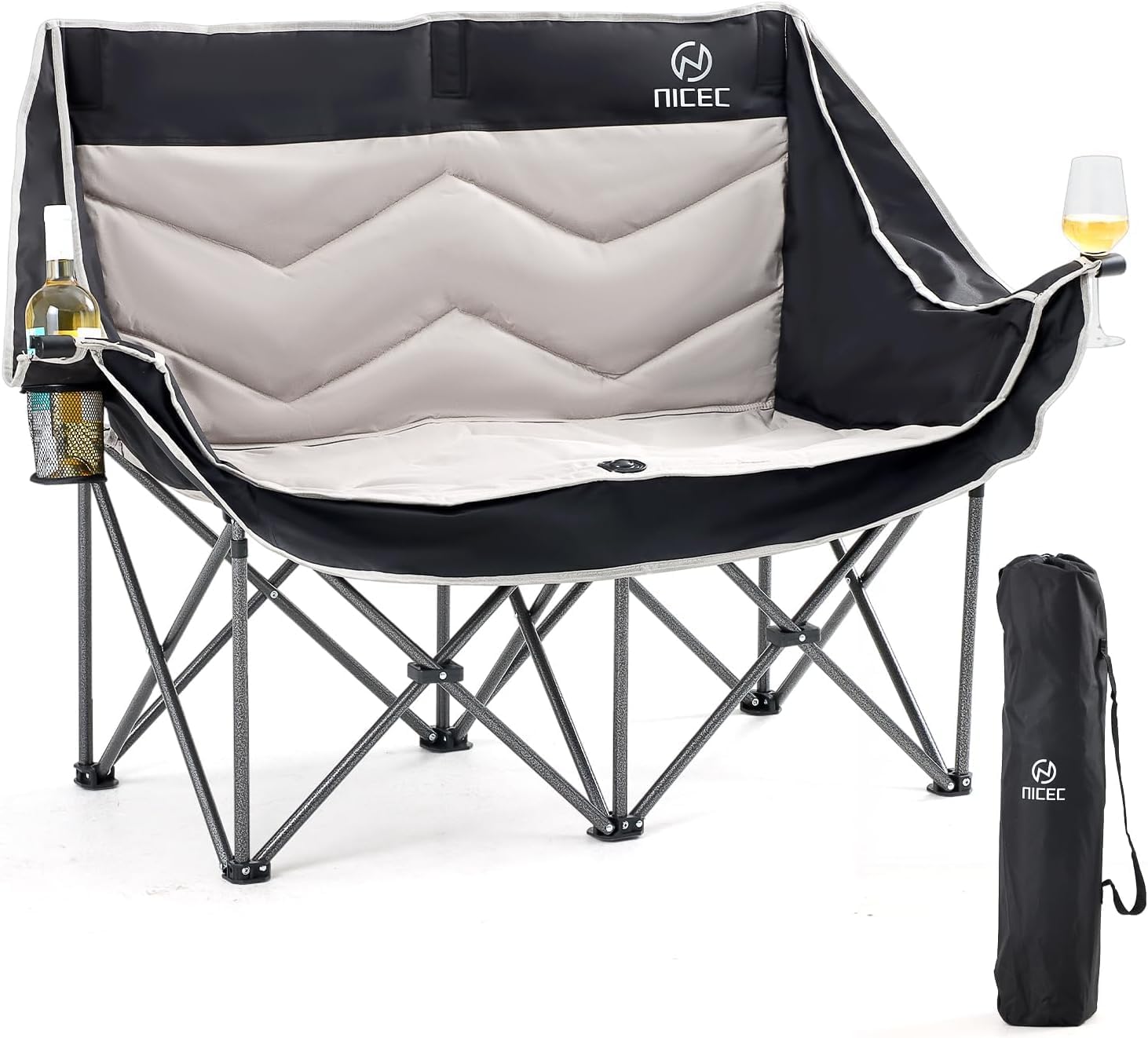 Nice C 2 Room Instant Pop-Up Camping Shower Tent + Oversized Double Camping Chair