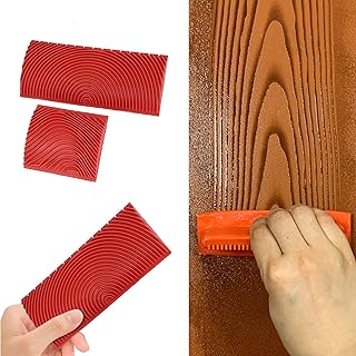 Wood Graining DIY Tool Set,Wood Pattern Brushing Roller Embossed Wall Art Wood Texture Graining Tool Household Wall Art Paint for Wall Room Decoration Easy to Use and Clean (A)