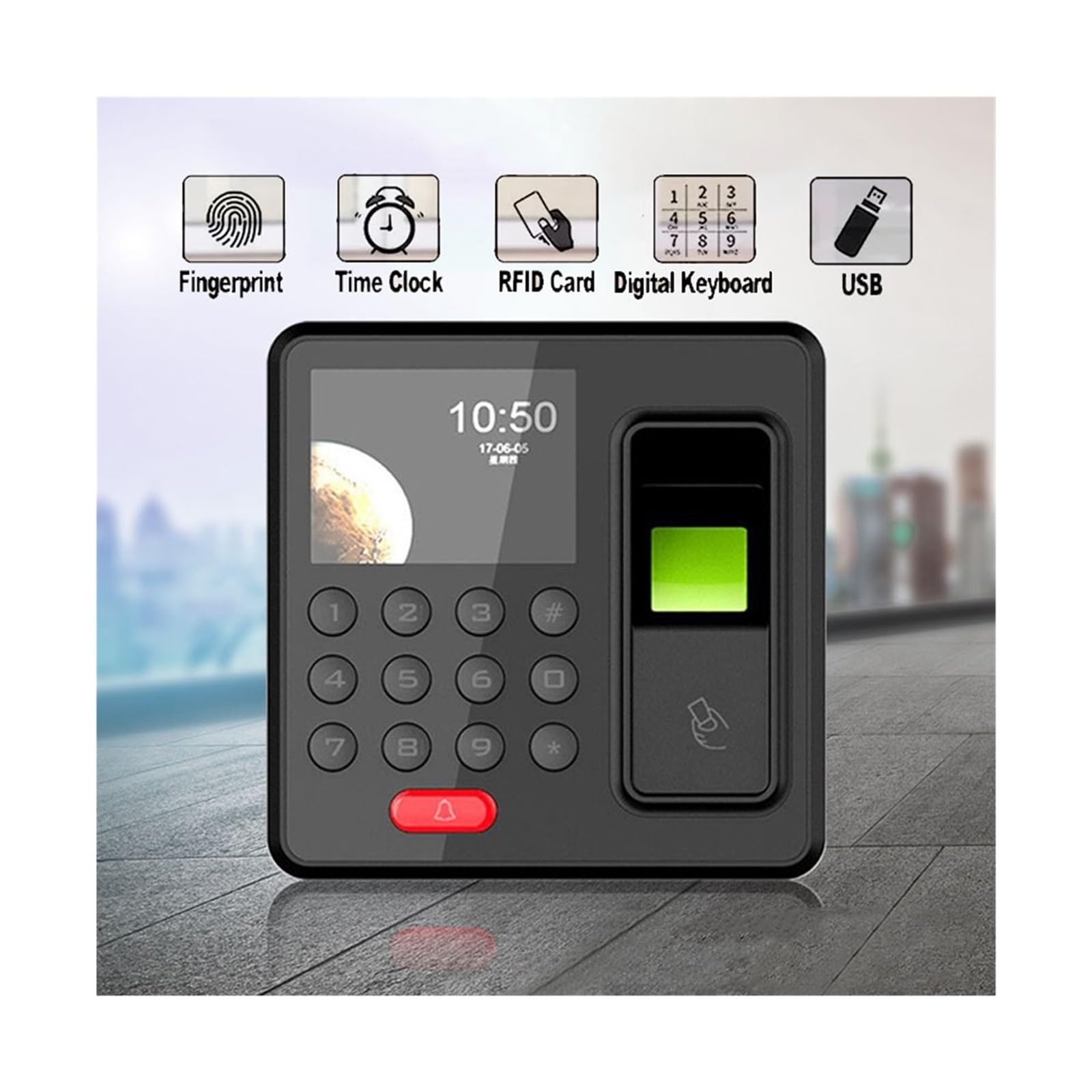 Marcar en la máquina, Reloj de control asistencia, máquina, empleados, acceso biométrico con huella dactilar, lector RFID digital, sensor contraseña