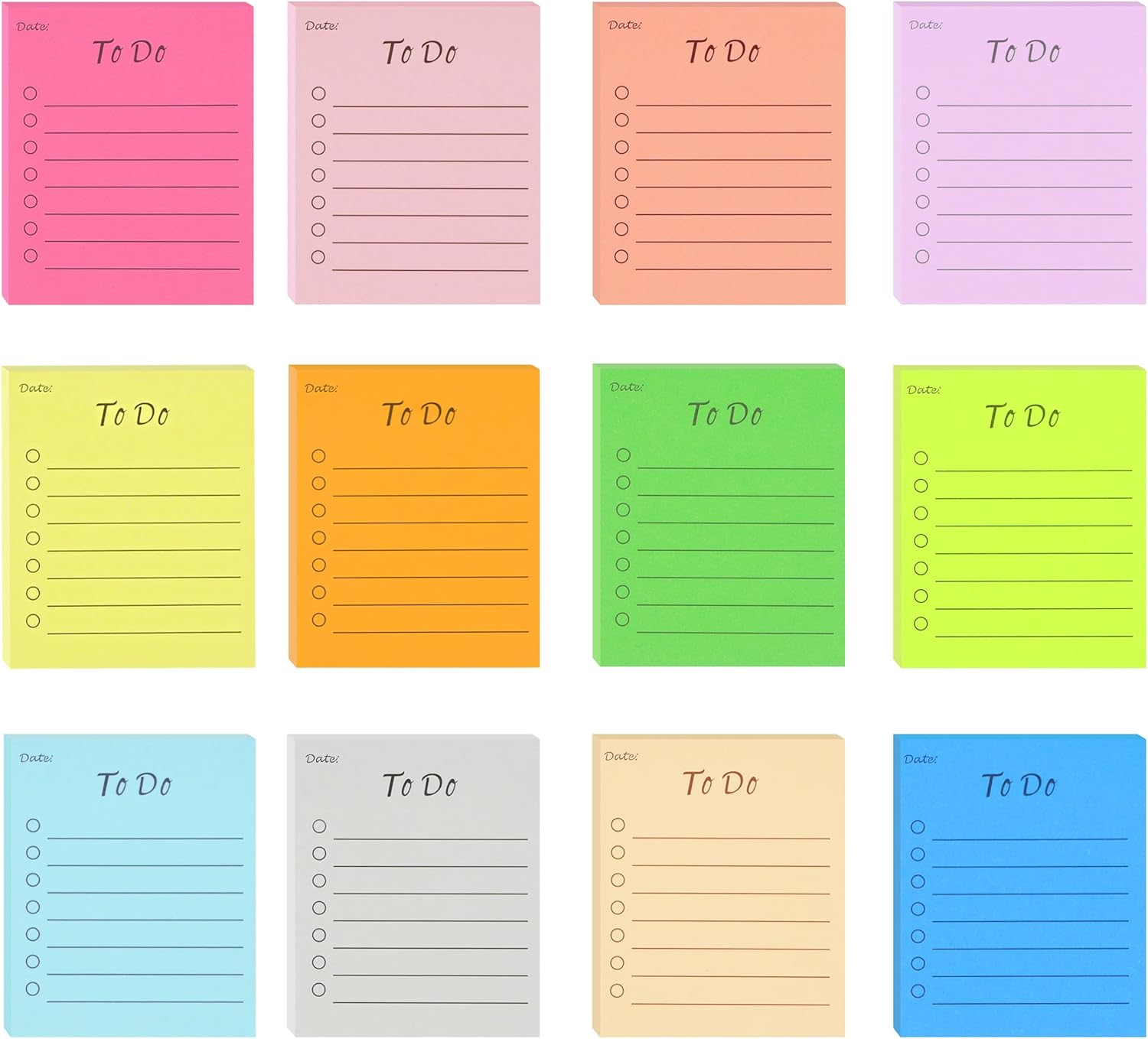 (12 Pack) HQCME Sticky Notes, to Do List Sticky Notes,12