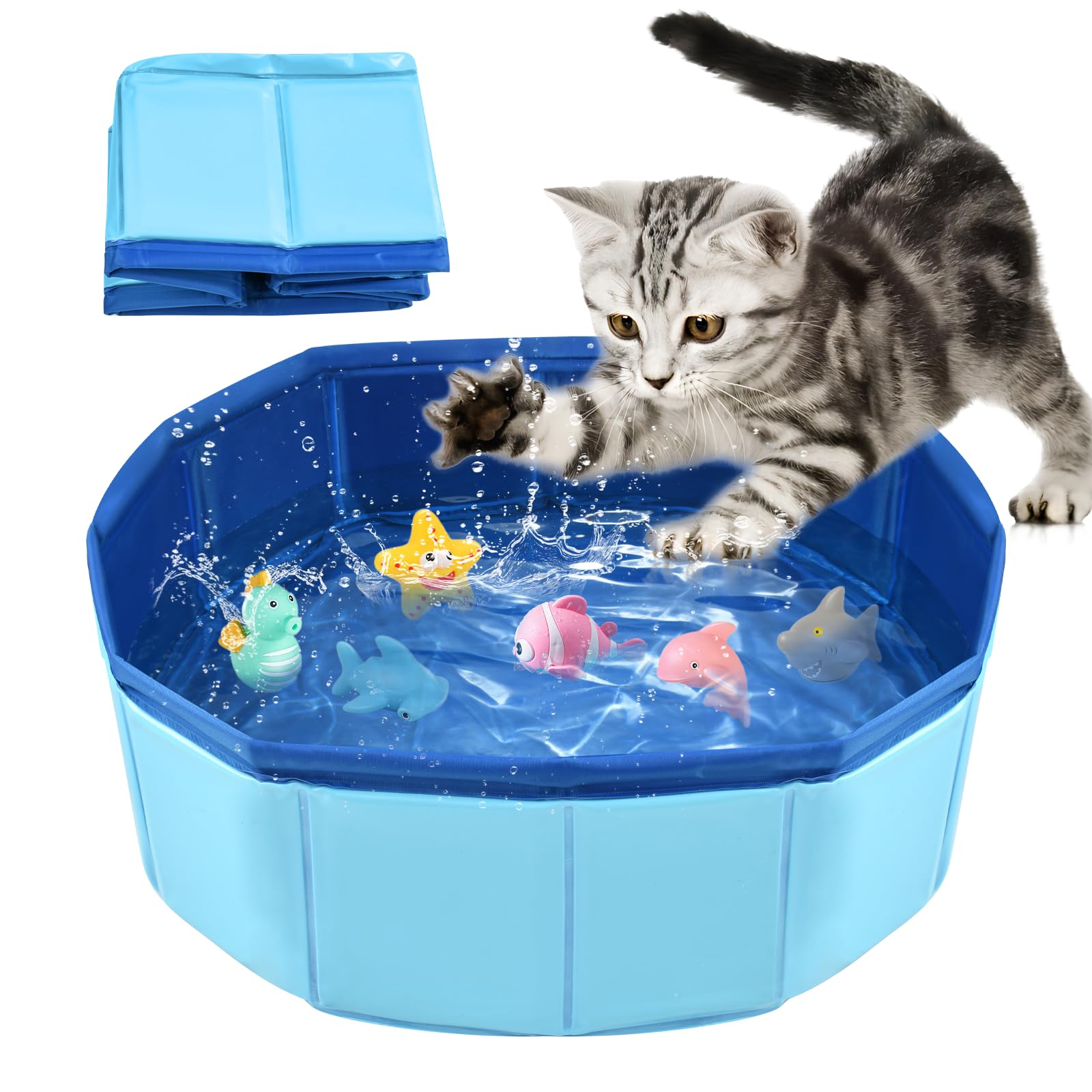 LQTSLFM Piscina Gatos, Piscina Perros y Gatos, Piscinas Plegable Gatos, Piscinas para Animal, Piscin para Gatos &Perros Pueden Jugar en el Agua, Bañarse y Descansar (50x10cm-RojoB) — view 13