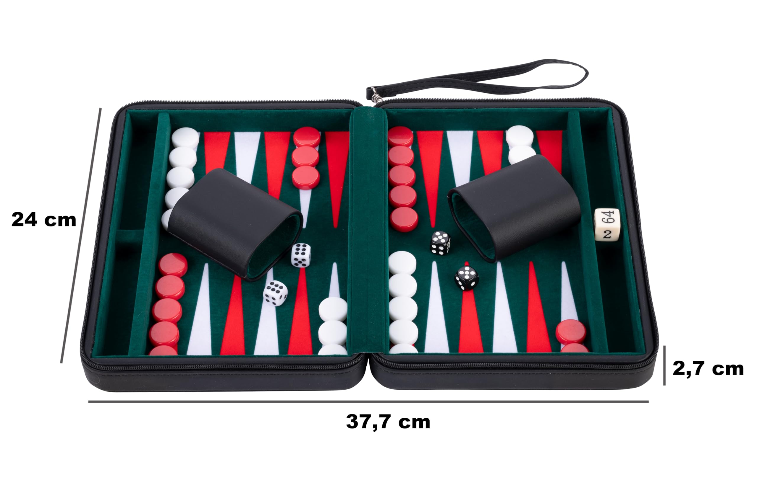 Engelhart Backgammon podróżny 9" zamykany zieleń czerwień biel plansza z filcu gra strategiczna 6+