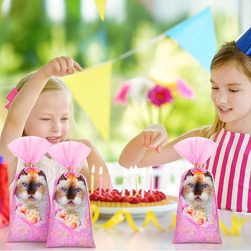 Miniatura 7 de 100 bolsas de golosinas para gatos con 150 corbatas, regalos de fiesta de gato, lindas bolsas de celofán, galletas, dulces, palomitas de maíz,