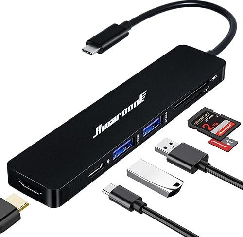 Hiearcool - Adaptador HUB con USB C para MacBook Pro y Air (color carbón negro)