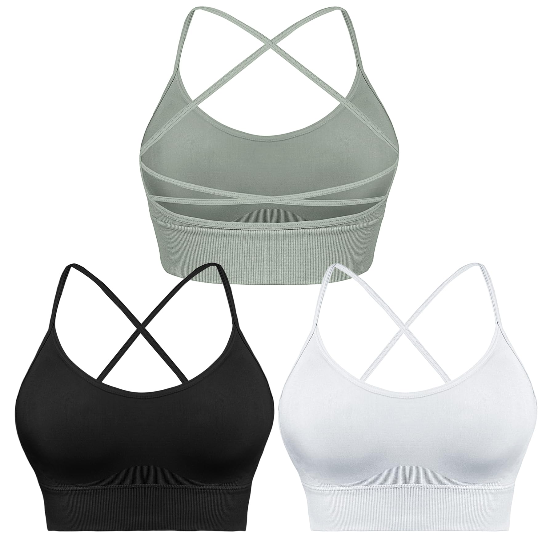 Sykooria Reggiseno Sportivo Donna Top Reggiseno Donna Senza Ferretto con Imbottito Top Donna Fitness Supporto Bustino per Yoga Running S-XL