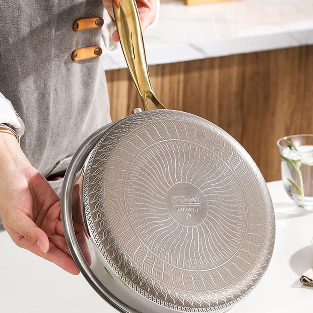 Titanium Pan, 2026 New Upgrade Non Stick Titanium Pans for Cooking, Ultra-Durable, Scratch-Resistant, Even Heating Frying Pans, Compatible with All Cooktops,with lid,10.24In