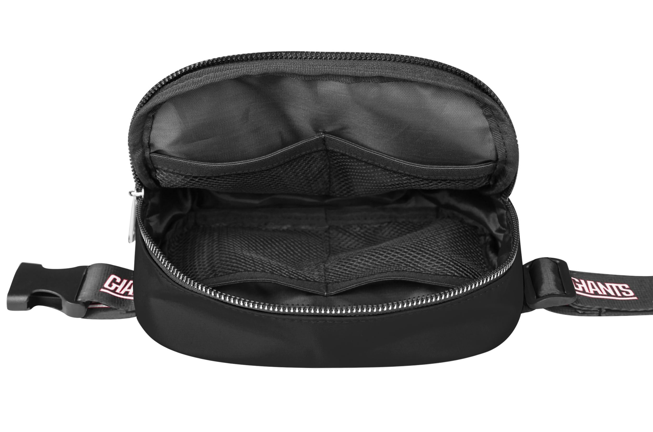 NFL FOCO Große schwarze Team-Wordmark-Crossbody-Gürteltasche, Tragetasche, Geldbörse, New York Giants, 5 x 2 x 7 inches
