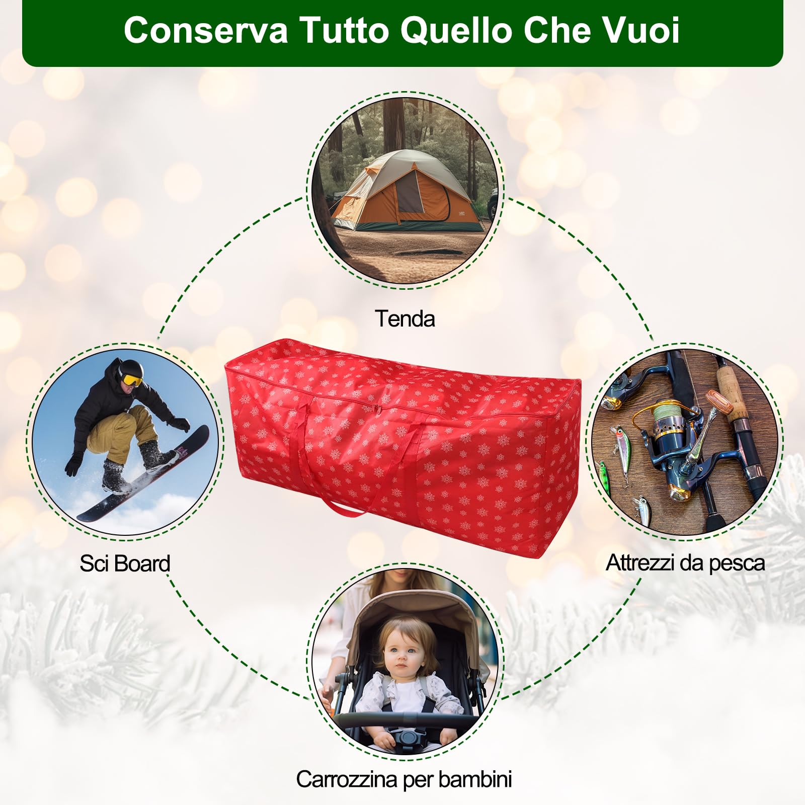 Borsa per Albero di Natale, Borsa Portaoggetti per Albero di Natale per 7.5FT. Alberi, Borsa per la Conservazione di Alberi di Natale Artificiali Materiale Protegge Dalla Polvere