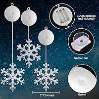 Vista 38 de Paquete de 3 luces de Navidad para ventana con temporizador, funciona con pilas, árbol de copo de nieve iluminado blanco con forma de estrella LED