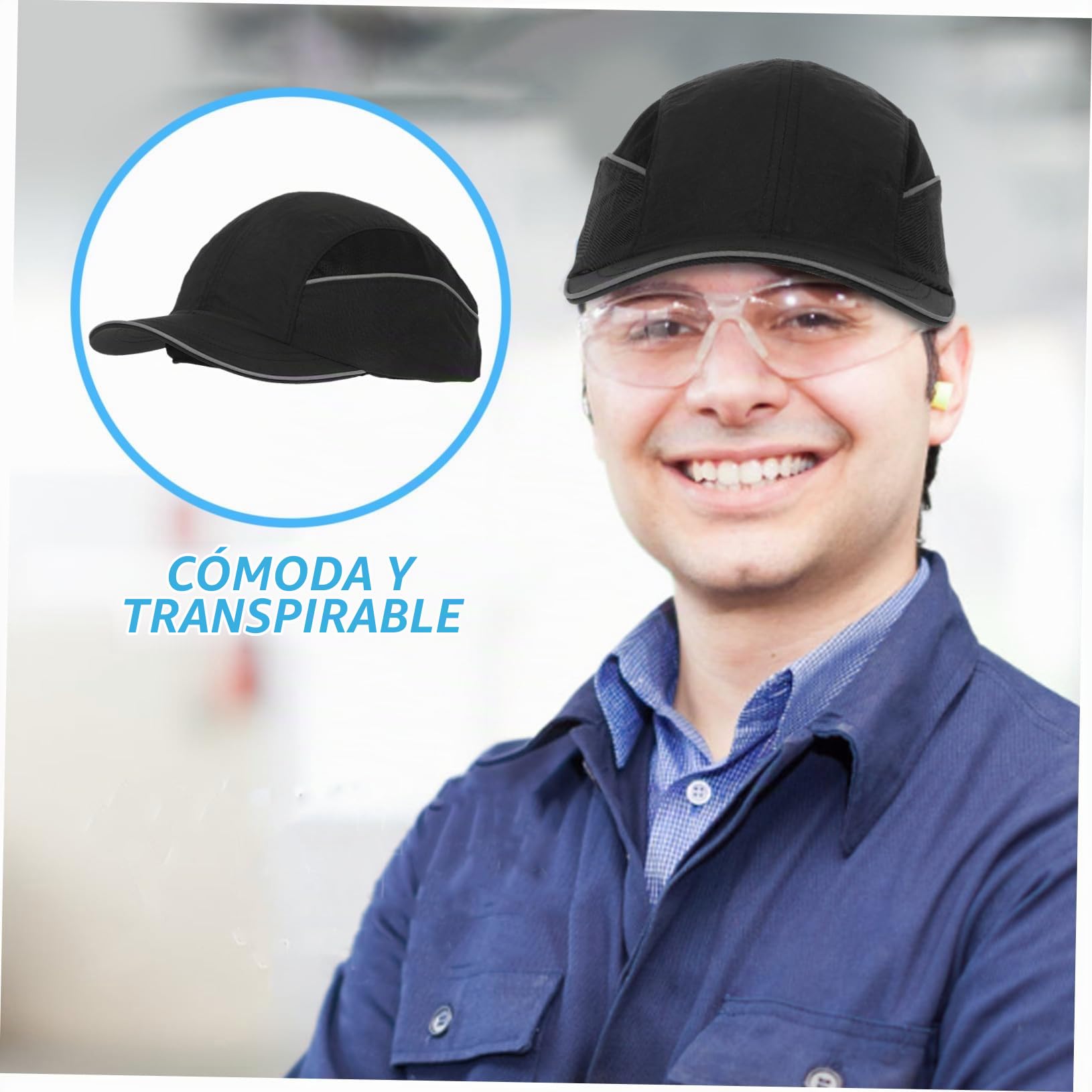 Gorra Casco De Seguridad Antiestática E Ignífuga Gorra De Béisbol con Forro Transpirable Protección para Construcción Y Mantenimiento Eléctrico Tapa De Seguridad
