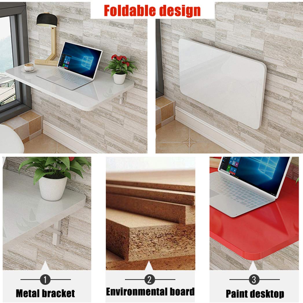 Tavolo Pieghevole da Parete in Truciolare,Elegant Supporti Pieghevole Multifunzione Salvaspazio Muro per Garage/Cucina Piccolo Lavoro Ribaltabile a Parete Pranzo, Tavolino