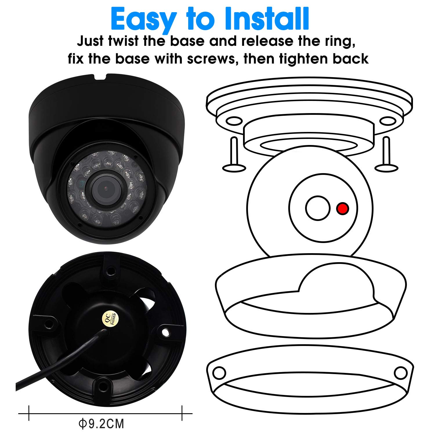 Svpro Cámara Domo Impermeable micrófono 720p USB Domo cámara de vigilancia al Aire Libre