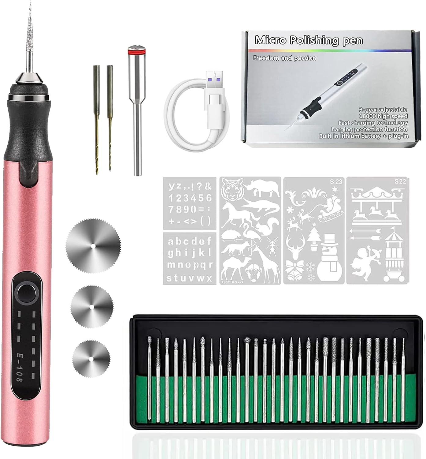 KugobarNe USB Rechargeable Engraving Pen with 35 bits, Mini Engraver