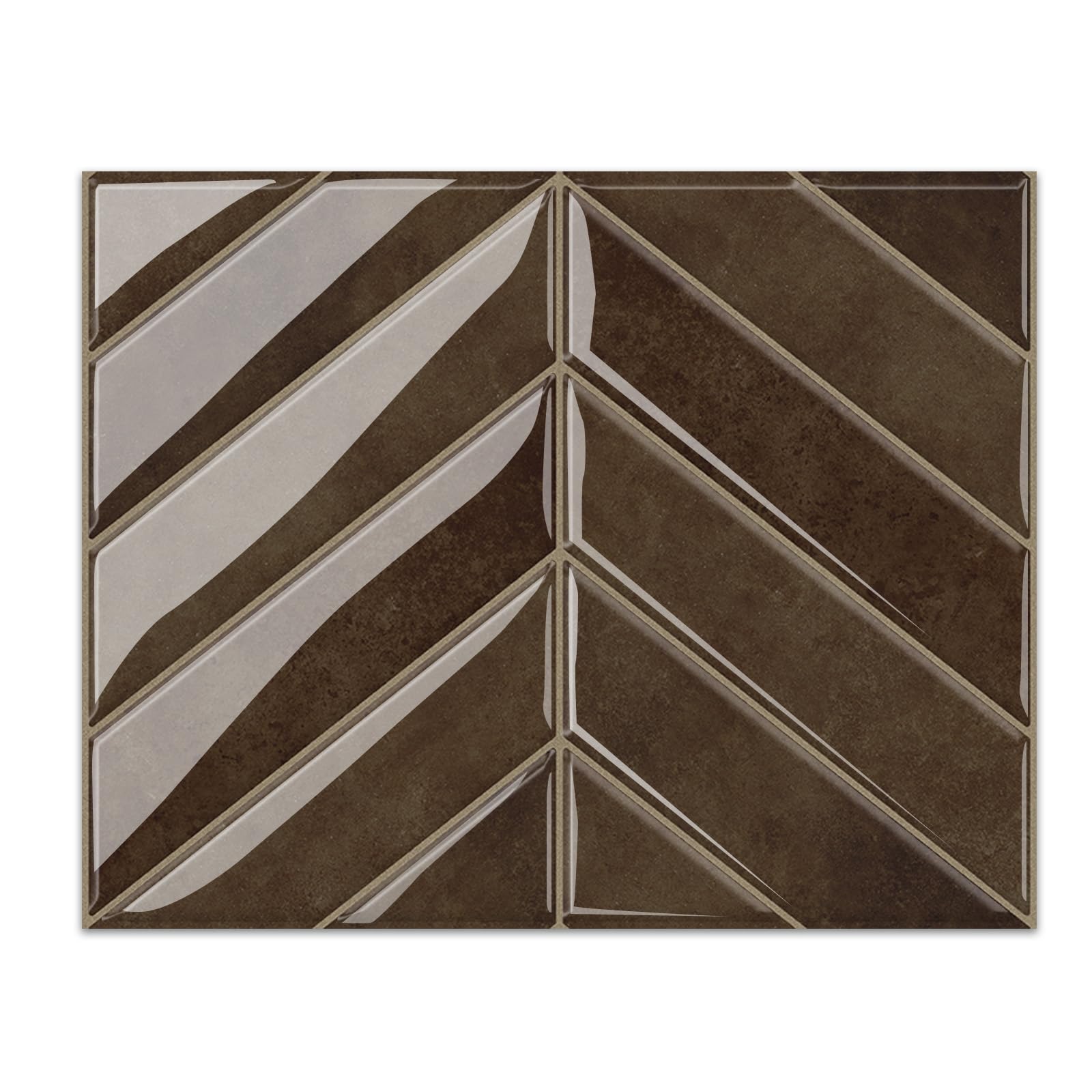 Alwayspon 23 x 29 cm x 10 pezzi piastrelle 3D in vinile paraspruzzi, Peel and Stick, piastrelle adesive da parete per cucina, bagno, marrone scuro