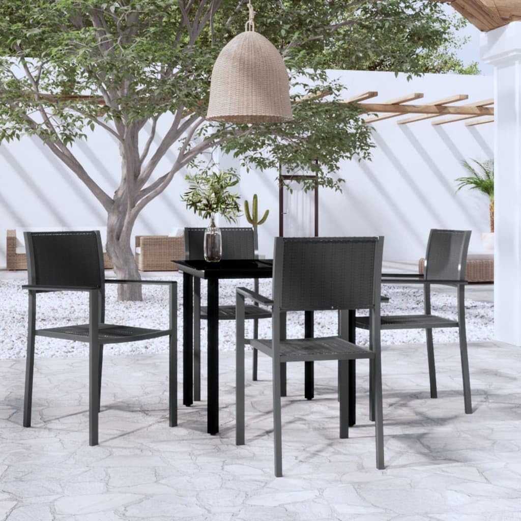 vidaXL Patio Dining Set 5 Piece, Outdoor Dining Set for 4, Table and Chair for Garden Backyard Balcony, Dining Chair Patio Table, Black