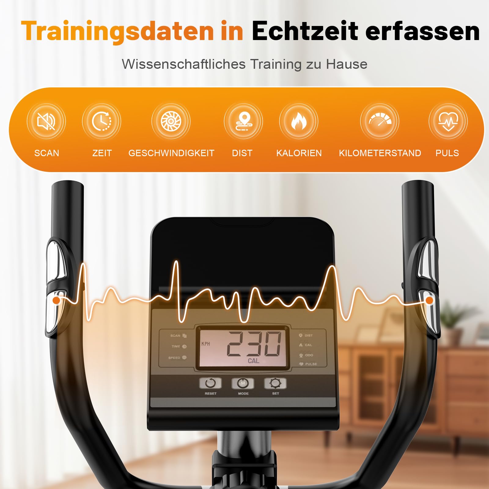 Crosstrainer für Zuhause, Magnetischer Ellipsentrainer mit 16 Widerstandsstufen, 10kg Schwungrad, 45cm Schrittlänge, App Kompatibel, Pulssensor, bis 150kg