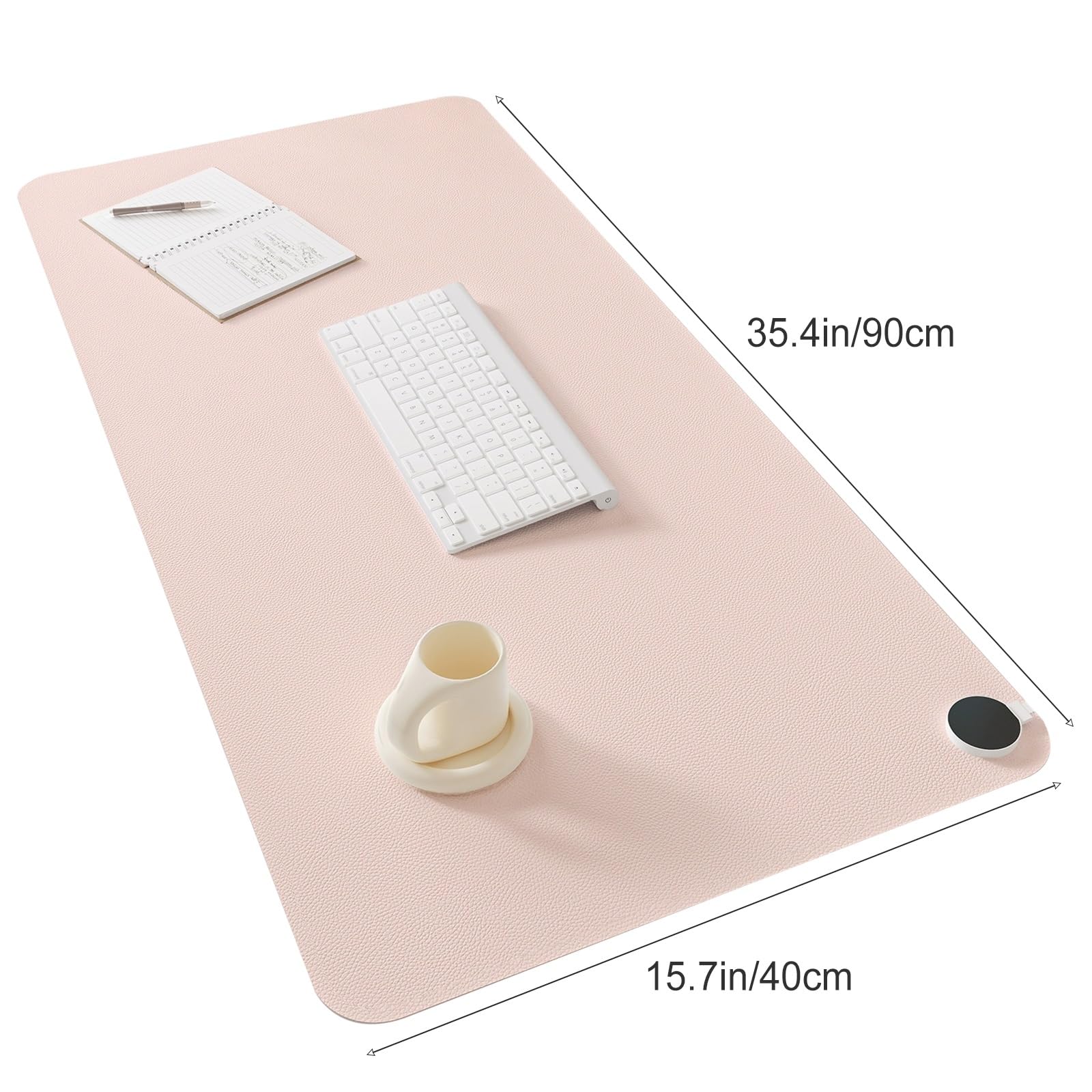 Alfombrilla Calefactable, con Control de Temperatura de 3 Niveles, Superficie de Cuero Sintético, Alfombrilla Escritorio Después de 3 Horas, para la Oficina y el Hogar(Green,40*90cm/15.7*35.4in)