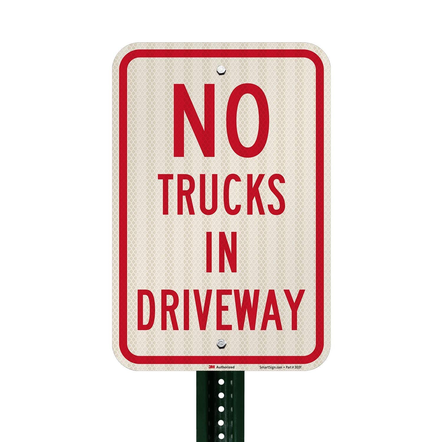 SmartSign - K2-0772-HI-12x18 No Trucks In Driveway Sign By | 12" x 18" 3M High Intensity Grade Reflective Aluminum