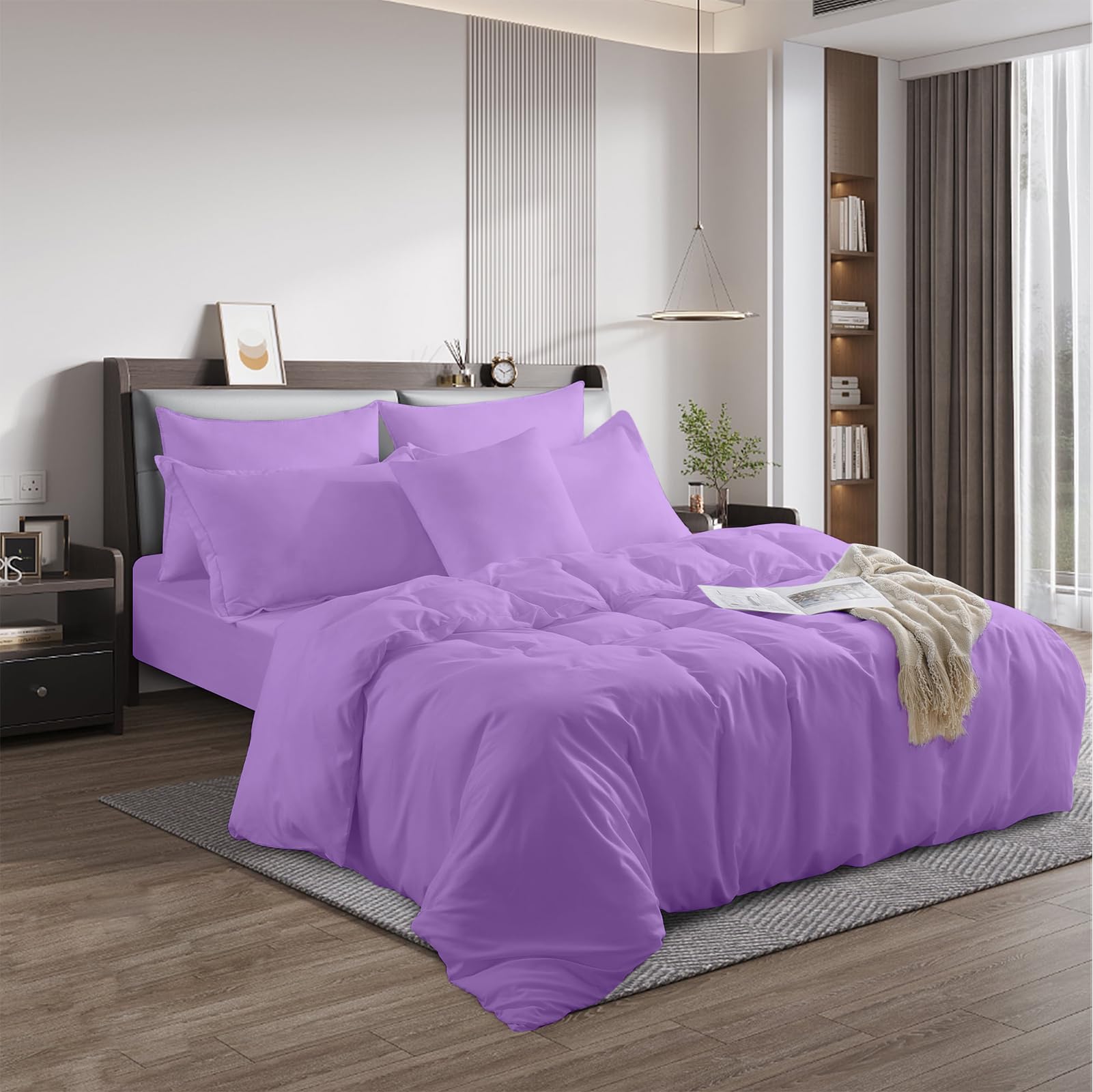 Rohi Lilac Rohi® King Size Duvet Cover Set – Soft & Breathable – 180Tc Polycotton Percale Duvet Cover With 2 Pillow Cases (Lilac)